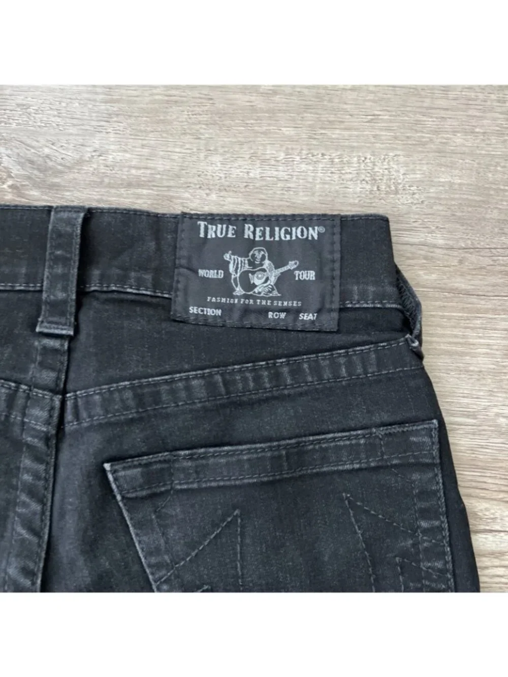 True Religion Ricky Cut Off Shorts Mens 27 ‎ Black Relaxed Straight 12